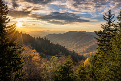 sunrise at newfound gap